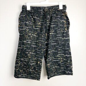 Legendary Status Metallic Paint Splatter Athletic Shorts Black Gold Medium Mens